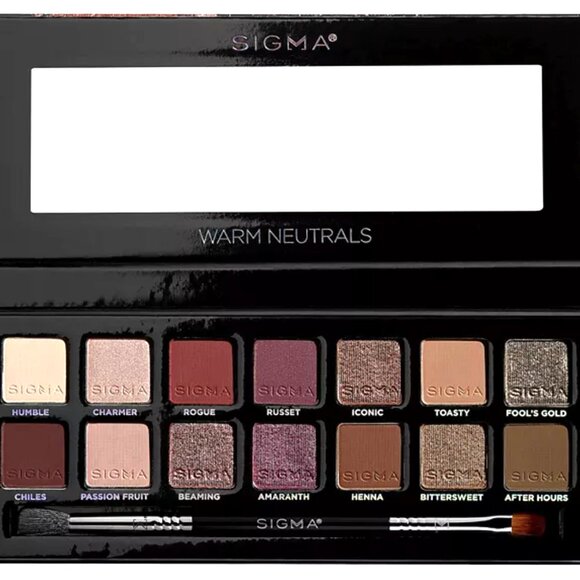 SIGMA Warm Neutrals 14 Shade Eyeshadow Palette w/Brush*~Metallic & Matte 32g NIB - Picture 6 of 15